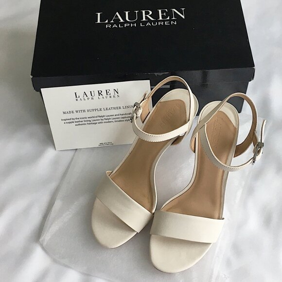 LAUREN Ralph Lauren Gwen Soft Nappa Leather Sandal Heels - Picture 1 of 14
